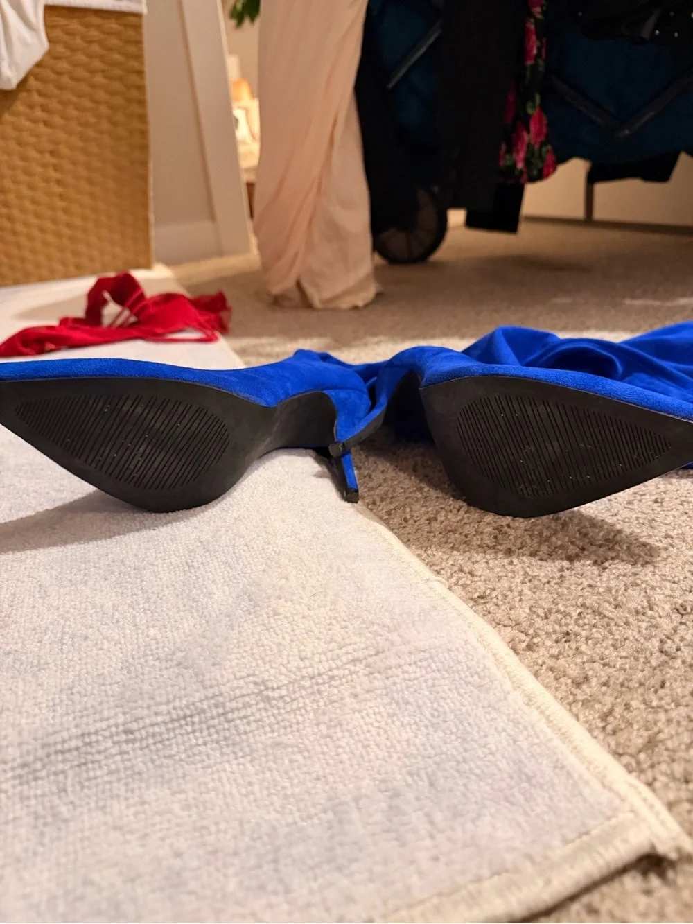 Azalea Wang Blue Suede Thigh High Boots